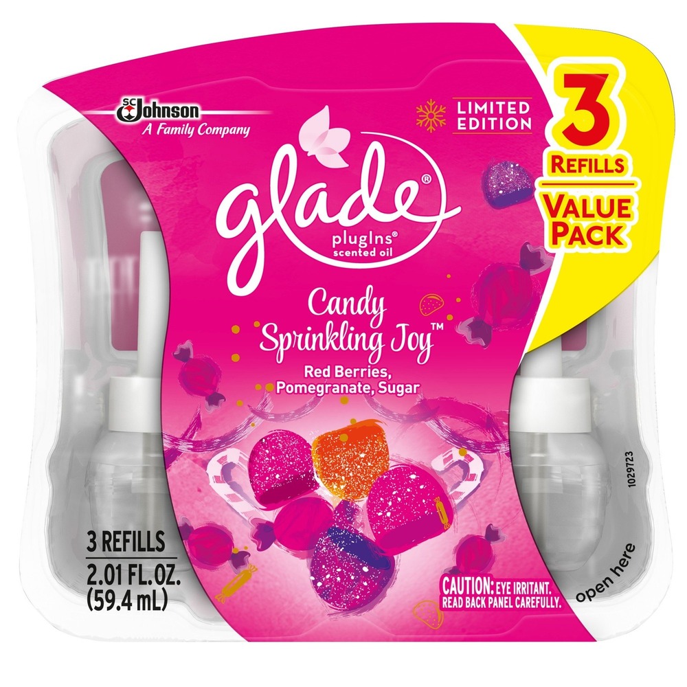 Glade PlugIns Scented Oil Refills 3ct Candy Sprinkling Joy Red Berries Sugar